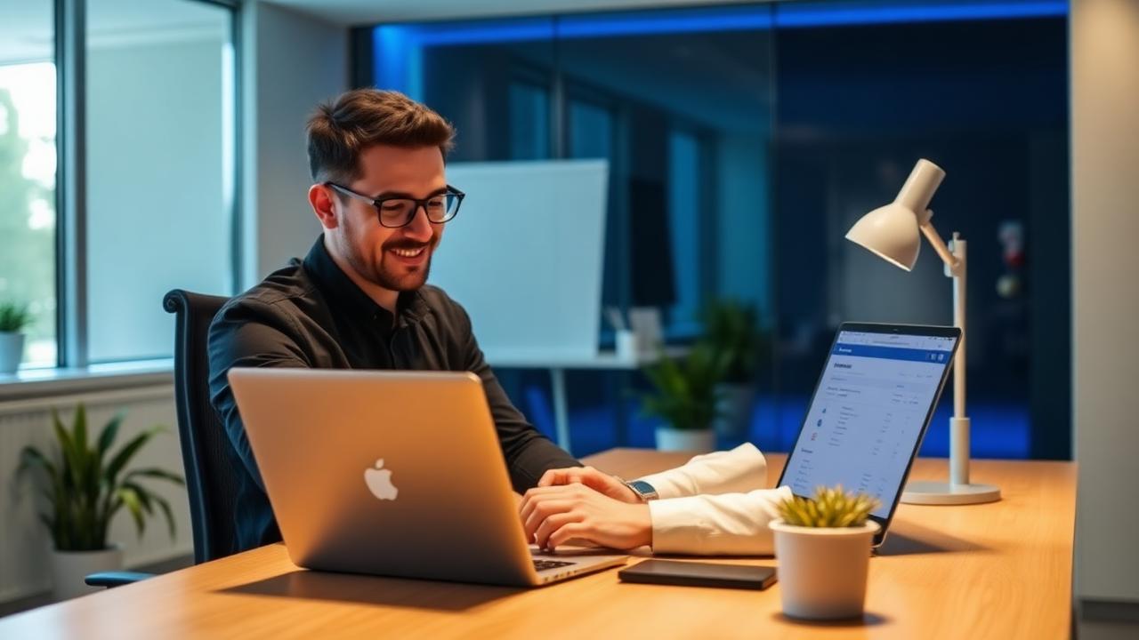 Australian business owner submitting an online business loan application on a laptop at night